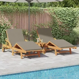 Tumbonas 2 pcs con cojines y ruedas Madera Acacia