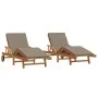 Tumbonas 2 pcs con cojines y ruedas Madera Acacia Sólida Taupe, Tumbona plegable con ruedas y cojín Madera Acacia Sólida Taupe | Foro24.es | Tu tienda online para hogar, jardín y más Foro24.es