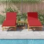 Tumbonas 2 pcs con cojines y ruedas Rojo Madera maciza de Acacia | Foro24.es | Tu tienda online para hogar, jardín y más Foro24.es