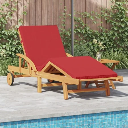 Tumbona con Cojín y Mesa en Madera Sólida Acacia Roja, Tumbona Plegable con Ruedas y Cojín en Madera Sólida Acacia Roja | Foro24.es | Tu tienda online para hogar, jardín y más Foro24.es