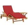 Tumbona con Cojín y Mesa en Madera Sólida Acacia Roja, Tumbona Plegable con Ruedas y Cojín en Madera Sólida Acacia Roja | Foro24.es | Tu tienda online para hogar, jardín y más Foro24.es