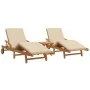 Tumbonas 2 pcs con cojines y mesa Beige Madera maciza de Acacia | Foro24.es | Tu tienda online para hogar, jardín y más Foro24.es