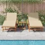 Tumbonas 2 pcs con cojines y mesa Beige Madera maciza de Acacia | Foro24.es | Tu tienda online para hogar, jardín y más Foro24.es