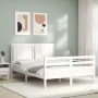 White solid wood bed frame with headboard 140x200 cm by vidaXL, Beds and slatted bases - Ref: Foro24-3194767, Price: 156,10 €...