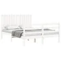 White solid wood bed frame with headboard 140x200 cm by vidaXL, Beds and slatted bases - Ref: Foro24-3194767, Price: 156,10 €...