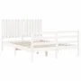 White solid wood bed frame with headboard 140x200 cm by vidaXL, Beds and slatted bases - Ref: Foro24-3194767, Price: 156,10 €...