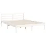White solid wood bed frame with headboard 140x200 cm by vidaXL, Beds and slatted bases - Ref: Foro24-3194767, Price: 156,10 €...