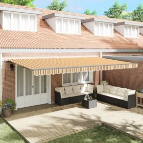 Toldo Retráctil Manual Rayas Multicolores 600x300