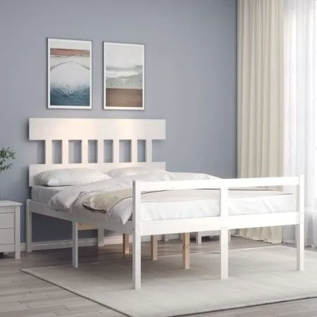 Seniorenbett Massivholz Kopfteil weiß 140x200 cm von vidaXL, Betten und Lattenroste - Ref: Foro24-3195417, Preis: 168,41 €, R...