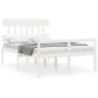 Seniorenbett Massivholz Kopfteil weiß 140x200 cm von vidaXL, Betten und Lattenroste - Ref: Foro24-3195417, Preis: 168,41 €, R...