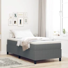Cama con Base de Muelles y Colchón Gris Claro