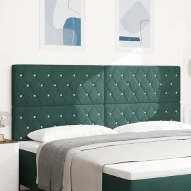 Cabecero con botones de cristal tapizado verde