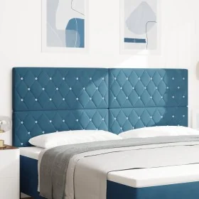 Cabecero con botones de cristal tapizado azul