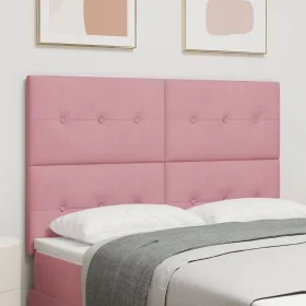 Cabecero de cama botones capitoné terciopelo rosa