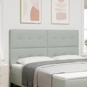 Cabecero de cama botones capitoné terciopelo gris
