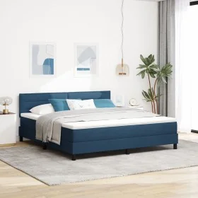 Cama con Somier y Colchón Azul 180x200 cm Tela