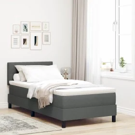 Cama Box Spring con Colchón Gris Oscuro 80x200 cm