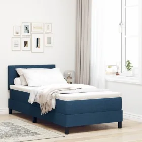 Cama con base de resorte con colchón azul 90x200