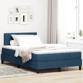 Cama Box Spring con Colchón Azul 120x200 cm Tela