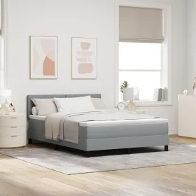 Cama con Base Resorte con Colchón Gris Claro