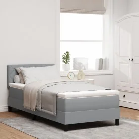 Comprar Cama Box Spring Con Colchón Gris Claro