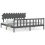 Grauer Massivholzbettrahmen mit Kopfteil 200x200 cm von vidaXL, Betten und Lattenroste - Ref: Foro24-3193488, Preis: 172,51 €...