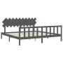 Grauer Massivholzbettrahmen mit Kopfteil 200x200 cm von vidaXL, Betten und Lattenroste - Ref: Foro24-3193488, Preis: 172,51 €...