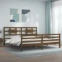 Honey brown solid wood bed frame and headboard 200x200 cm by vidaXL, Beds and slatted bases - Ref: Foro24-3194464, Price: 174...