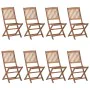 Folding garden chairs 8 units and solid acacia wood cushions by vidaXL, Garden chairs - Ref: Foro24-3075039, Price: 375,15 €,...