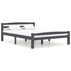 Solid pine wood bed frame dark grey 120x200 cm by vidaXL, Beds and slatted bases - Ref: Foro24-322091, Price: 120,50 €, Disco...