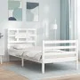 White solid wood bed frame with headboard 90x200 cm by vidaXL, Beds and slatted bases - Ref: Foro24-3194427, Price: 98,01 €, ...