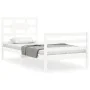 White solid wood bed frame with headboard 90x200 cm by vidaXL, Beds and slatted bases - Ref: Foro24-3194427, Price: 98,01 €, ...