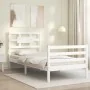 White solid wood bed frame with headboard 90x200 cm by vidaXL, Beds and slatted bases - Ref: Foro24-3194427, Price: 98,01 €, ...