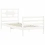 White solid wood bed frame with headboard 90x200 cm by vidaXL, Beds and slatted bases - Ref: Foro24-3194427, Price: 98,01 €, ...