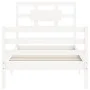 White solid wood bed frame with headboard 90x200 cm by vidaXL, Beds and slatted bases - Ref: Foro24-3194427, Price: 98,01 €, ...