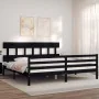 Estructura de cama con cabecero madera maciza negro 200x200 cm de vidaXL, Camas y somieres - Ref: Foro24-3195180, Precio: 169...
