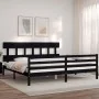 Estructura de cama con cabecero madera maciza negro 200x200 cm de vidaXL, Camas y somieres - Ref: Foro24-3195180, Precio: 169...