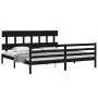 Estructura de cama con cabecero madera maciza negro 200x200 cm de vidaXL, Camas y somieres - Ref: Foro24-3195180, Precio: 169...