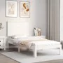 White solid wood bed frame with headboard 100x200 cm by vidaXL, Beds and slatted bases - Ref: Foro24-3193652, Price: 134,53 €...