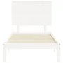 White solid wood bed frame with headboard 100x200 cm by vidaXL, Beds and slatted bases - Ref: Foro24-3193652, Price: 134,53 €...