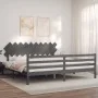 Gray solid wood bed frame with headboard 200x200cm by vidaXL, Beds and slatted bases - Ref: Foro24-3195308, Price: 173,79 €, ...