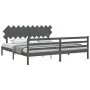 Gray solid wood bed frame with headboard 200x200cm by vidaXL, Beds and slatted bases - Ref: Foro24-3195308, Price: 173,79 €, ...