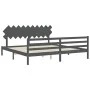Gray solid wood bed frame with headboard 200x200cm by vidaXL, Beds and slatted bases - Ref: Foro24-3195308, Price: 173,79 €, ...