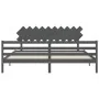 Gray solid wood bed frame with headboard 200x200cm by vidaXL, Beds and slatted bases - Ref: Foro24-3195308, Price: 173,79 €, ...