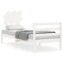 White solid wood bed frame with headboard 90x200 cm by vidaXL, Beds and slatted bases - Ref: Foro24-3195272, Price: 93,04 €, ...