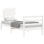 White solid wood bed frame with headboard 90x200 cm by vidaXL, Beds and slatted bases - Ref: Foro24-3195272, Price: 93,04 €, ...