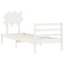 White solid wood bed frame with headboard 90x200 cm by vidaXL, Beds and slatted bases - Ref: Foro24-3195272, Price: 93,04 €, ...
