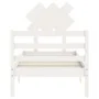 White solid wood bed frame with headboard 90x200 cm by vidaXL, Beds and slatted bases - Ref: Foro24-3195272, Price: 93,04 €, ...