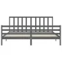 Gray solid wood bed frame with headboard 200x200 cm by vidaXL, Beds and slatted bases - Ref: Foro24-3193813, Price: 170,26 €,...