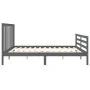 Gray solid wood bed frame with headboard 200x200 cm by vidaXL, Beds and slatted bases - Ref: Foro24-3193813, Price: 170,26 €,...